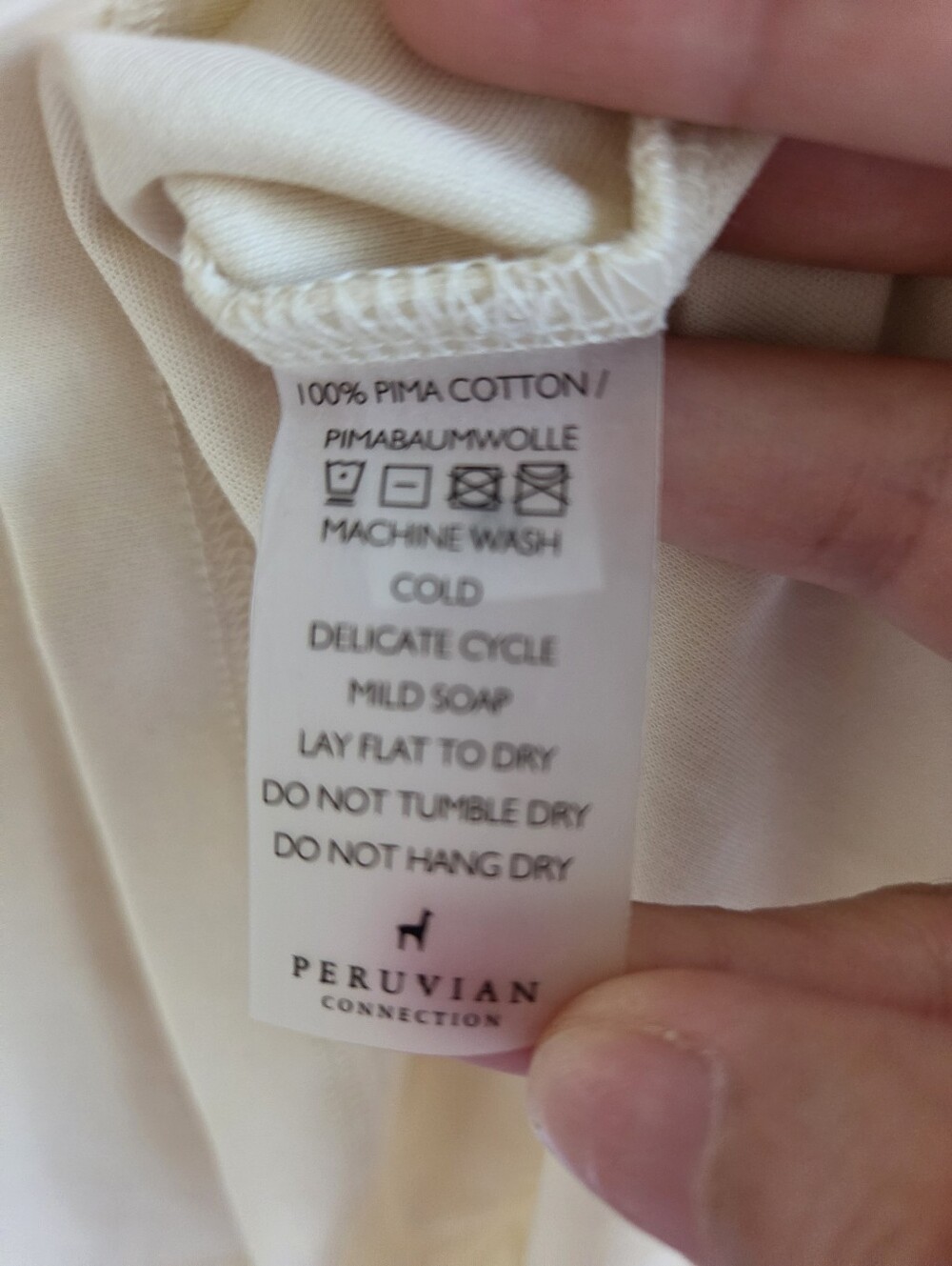 Peruvian Connection Cream Pima Cotton Mockneck Top Long Sleeve Ivory M - Picture 6 of 6